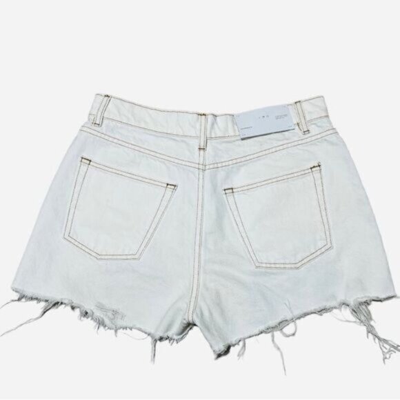 IRO FANNE Preshrunk Distressed Denim Shorts – High Rise Ecru, Size 26 - Picture 9 of 9